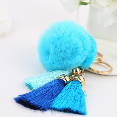 Tassel Round Fur Key Chain