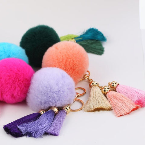 Tassel Round Fur Key Chain