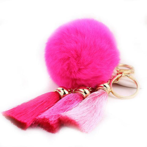Tassel Round Fur Key Chain