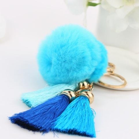 Tassel Round Fur Key Chain