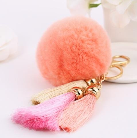 Tassel Round Fur Key Chain