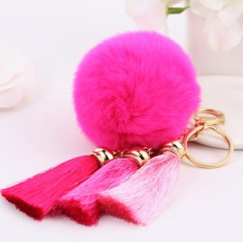 Tassel Round Fur Key Chain